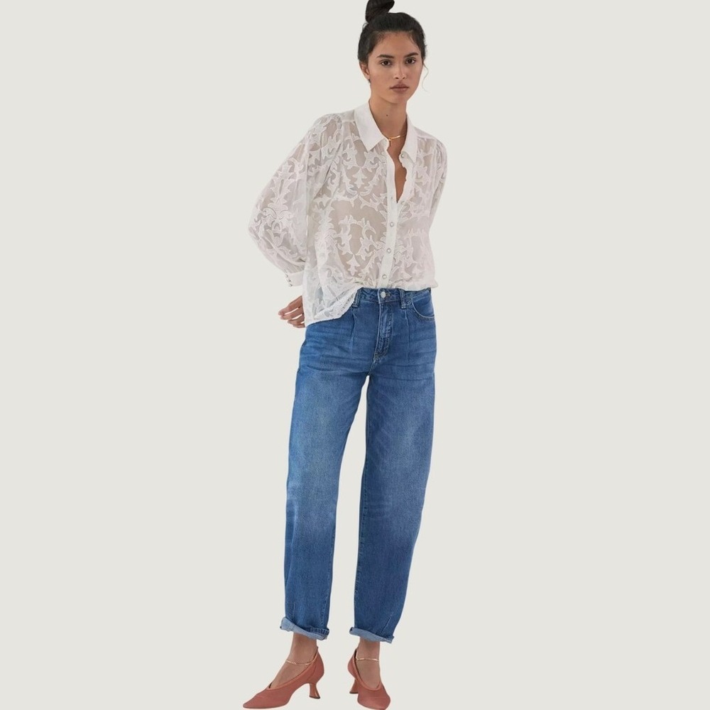 Pilcro The Breaker Relaxed Jeans Blue Sz 27 High Rise Barrel Denim